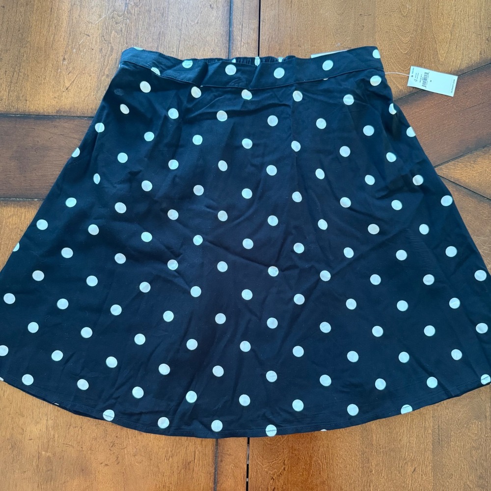 NWT Old Navy Womens Black White Polka Dot Rayon A-Line Skirt Medium